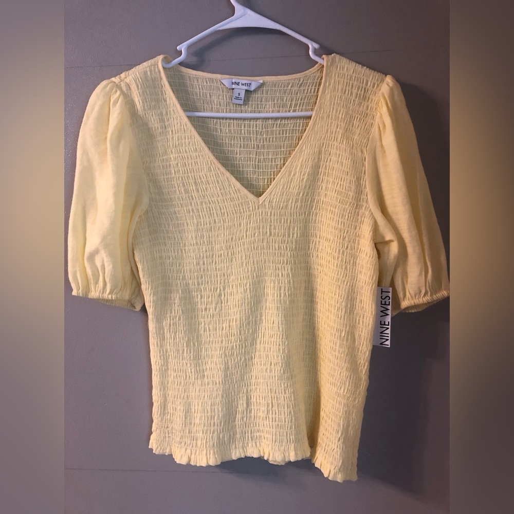 NWT Nine West Smoked V Neck Blouse